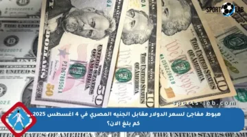 هبوط مفاجئ لسعر الدولار مقابل الجنيه المصري في 4 أغسطس 2025… كم بلغ الآن؟